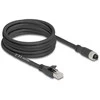 Delock M12 Kabelis X-kodiert 8 Pin Buchse zu RJ45 Stecker Cat.5e S/FTP flexibel 5 m juodas
