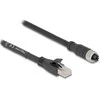 Delock M12 Kabelis X-kodiert 8 Pin Buchse zu RJ45 Stecker Cat.5e S/FTP flexibel 10 m juodas