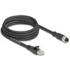 Delock M12 Kabelis X-kodiert 8 Pin Buchse zu RJ45 Stecker Cat.5e S/FTP flexibel 3 m juodas