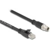 Delock M12 Kabelis X-kodiert 8 Pin Stecker zu RJ45 Stecker Cat.5e S/FTP flexibel 3 m juodas