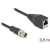 Delock M12 Kabelis X-kodiert 8 Pin Stecker zu RJ45 Buchse PVC 0,5 m