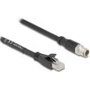 Delock M12 Kabelis X-kodiert 8 Pin Stecker zu RJ45 Stecker Cat.5e S/FTP flexibel 2 m juodas