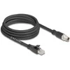 Delock M12 Kabelis X-kodiert 8 Pin Stecker zu RJ45 Stecker Cat.5e S/FTP flexibel 3 m juodas