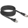 Delock M12 Kabelis X-kodiert 8 Pin Stecker zu RJ45 Stecker Cat.5e S/FTP flexibel 5 m juodas