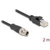 Delock M12 Kabelis X-kodiert 8 Pin Stecker zu RJ45 Stecker PVC 2 m