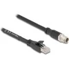 Delock M12 Kabelis X-kodiert 8 Pin Stecker zu RJ45 Stecker Cat.5e S/FTP flexibel 10 m juodas