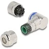 Delock M12 Steckverbinder A-kodiert 4 Pin Buchse zur Montage mit Schraubanschluss 90° gewinkelt Metall