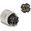 Delock M12 Steckverbinder A-kodiert 4 Pin Buchse zur Montage mit Schraubanschluss 90° gewinkelt Metall