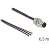 Delock M8 Einbaukabel A-kodiert 3 Pin Stecker für Panel mit offenen Kabeln Front Montage 0,5 m