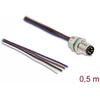 Delock M8 Einbaukabel A-kodiert 4 Pin Stecker für Panel mit offenen Kabeln Front Montage 0,5 m