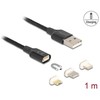 Kabelis USB Delock USB-A - USB-C + microUSB + Lightning 1 m Juodas (88165)