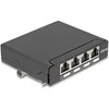 Delock Mini Desktop Patchpanel RJ45 Buchse 4 Port Cat.6A geschirmt juodas - zur Montage an Tisch, Wand oder Hutschiene