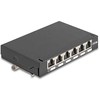 Delock Mini Desktop Patchpanel RJ45 Buchse 6 Port Cat.6A geschirmt juodas - zur Montage an Tisch, Wand oder Hutschiene