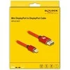 Delock Mini DisplayPort zu DisplayPort Kabelis 8K 60 Hz 1 m raudona Metall be Einrastfunktion