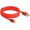 Delock Mini DisplayPort zu DisplayPort Kabelis 8K 60 Hz 3 m raudona Metall be Einrastfunktion