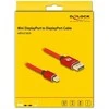Delock Mini DisplayPort zu DisplayPort Kabelis 8K 60 Hz 3 m raudona Metall be Einrastfunktion