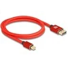 Delock Mini DisplayPort zu DisplayPort Kabelis 8K 60 Hz 1 m raudona Metall be Einrastfunktion