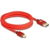 Delock Mini DisplayPort zu DisplayPort Kabelis 8K 60 Hz 2 m raudona Metall be Einrastfunktion