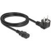 Kabelis zasilający Delock PC Wtyczka Schuko CEE 7/7 90° kątowy na gniazdo C13, 2 m, 3 x 1,00 mm² juoda (81567)