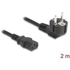Kabelis zasilający Delock PC Wtyczka Schuko CEE 7/7 90° kątowy na gniazdo C13, 2 m, 3 x 1,00 mm² juoda (81567)