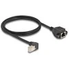 Delock Netzwerk Verlängerungskabel S/FTP Stecker RJ45 Stecker 90° gewinkelt zu RJ45 Einbaubuchse Cat.6A 1 m juodas