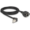 Delock Netzwerk Verlängerungskabel S/FTP Stecker RJ45 Stecker 90° gewinkelt zu RJ45 Einbaubuchse Cat.6A 2 m juodas