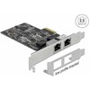 Delock PCI Express x2 kortelė su 2 x RJ45 2,5 Gigabit LAN RTL8125