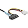 Delock PCIe 4.0 Kabelis Slim SAS SFF-8654 8i zu 2 x U.2 SFF-8639 Buchse + Stromanschluss 0,5 m
