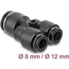 Delock Pneumatik Steckverbinder 2 x 8 mm zu 1 x 12 mm mit Befestigungsloch Y-Form