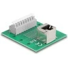 Delock RJ45 Buchse zu Terminalblock mit Drucktaster für Hutschiene gewinkelt