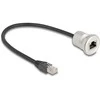 Delock RJ45 Einbaubuchse mit Kabelpeitsche Stecker Cat.5e STP 30 cm Aliuminio