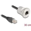 Delock RJ45 Einbaubuchse mit Kabelpeitsche Stecker Cat.5e STP 30 cm Aliuminio