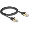 Delock RJ45 Flachband Netzwerkkabel mit Geflechtmantel Cat.6A U/FTP Stecker zu Stecker 1 m juodas