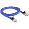 Delock RJ45 Flachband Netzwerkkabel mit Geflechtmantel Cat.6A U/FTP 1 m blau