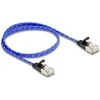 Delock RJ45 Flachband Netzwerkkabel mit Geflechtmantel Cat.6A U/FTP 0,5 m blau