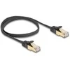 Delock RJ45 Flachband Netzwerkkabel mit Geflechtmantel Cat.6A U/FTP Stecker zu Stecker 0,5 m juodas