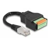 Delock RJ45 Kabelis Cat.5e Stecker zu Terminalblock Adapteris mit Drucktaster 15 cm