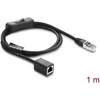 Delock RJ45 Kabelis Stecker zu Buchse mit Schalter Cat.6 F/UTP 1 m - Netzwerkschaltung juodas