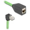 Delock RJ45 Netzwerk Verlängerungskabel Cat.6A Stecker unten gewinkelt zu Buchse SF/UTP schleppkettentauglich PUR (TPU) 1 m grün