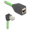 Delock RJ45 Netzwerk Verlängerungskabel Cat.6A Stecker unten gewinkelt zu Buchse SF/UTP schleppkettentauglich PUR (TPU) 2 m grün
