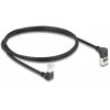 Delock RJ45 Netzwerkkabel Cat.6A S/FTP Slim 90° oben / unten gewinkelt 1 m juodas
