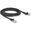 Delock RJ45 Netzwerkkabel Cat.6A S/FTP Stecker 45° nach links gewinkelt zu Stecker gerade 3 m juodas