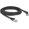 Delock RJ45 Netzwerkkabel Cat.6A S/FTP Stecker 45° nach rechts gewinkelt zu Stecker gerade 3 m juodas