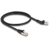 Delock RJ45 Netzwerkkabel Cat.6A S/FTP Stecker 45° nach links gewinkelt zu Stecker gerade 0,5 m juodas