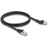 Delock RJ45 Netzwerkkabel Cat.6A S/FTP Stecker 45° nach links gewinkelt zu Stecker gerade 1 m juodas