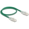 Delock RJ45 Netzwerkkabel Cat.6A Stecker zu Stecker mit gebogener Rastnase U/FTP Slim 0,5 m grün