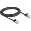 Delock RJ45 Netzwerkkabel Cat.6A Stecker zu Stecker mit robuster Rastnase und Cat.7 Rohflachbandkabel U/FTP 2 m juodas