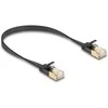 Delock RJ45 Netzwerkkabel Cat.6A Stecker zu Stecker mit robuster Rastnase und Cat.7 Rohflachbandkabel U/FTP 0,3 m juodas