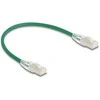 Delock RJ45 Netzwerkkabel Cat.6A Stecker zu Stecker mit gebogener Rastnase U/FTP Slim 0,3 m grün