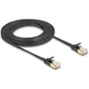 Delock RJ45 Netzwerkkabel Cat.6A Stecker zu Stecker mit robuster Rastnase und Cat.7 Rohflachbandkabel U/FTP 3 m juodas